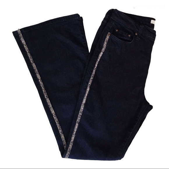 ELLA MOSS Bootcut High Rise Python Pinstripe Flare Jeans Size 30 - Picture 1 of 16